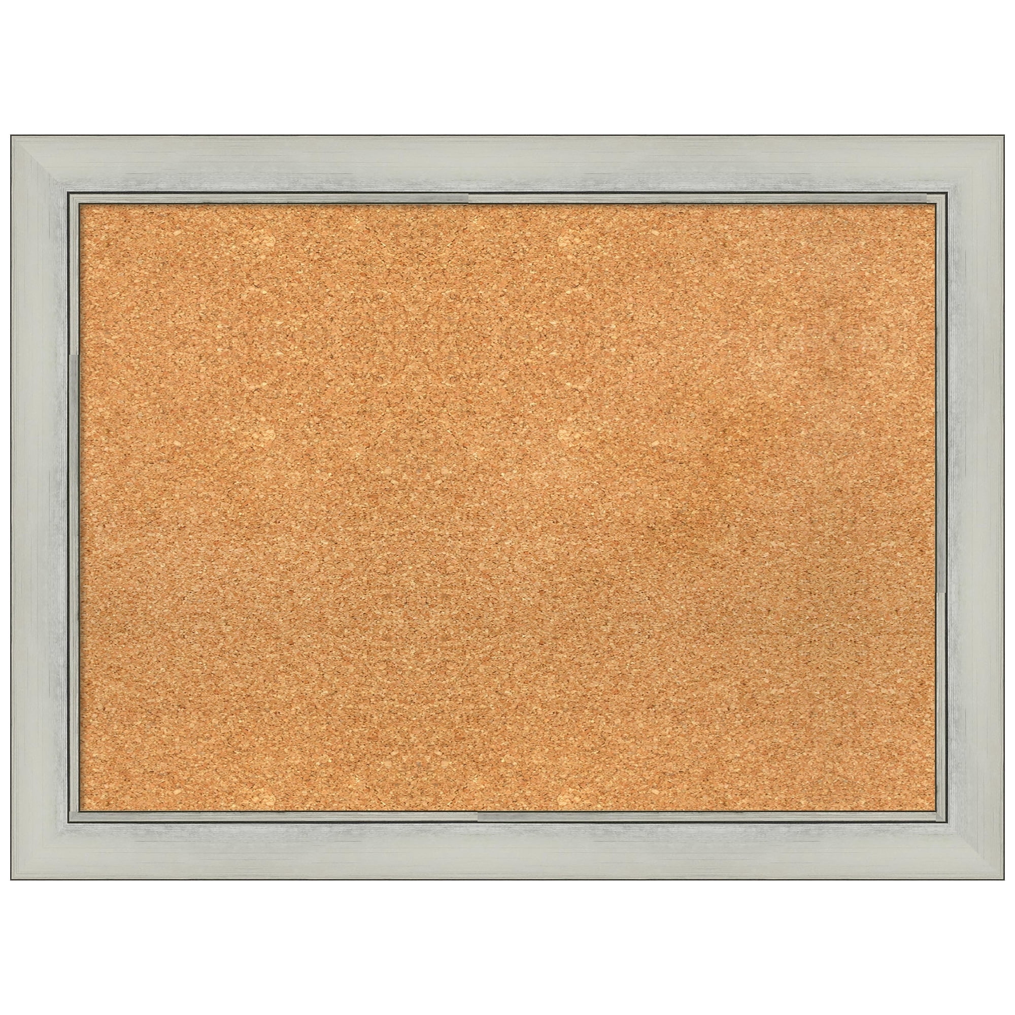 Amanti Art Natural Cork Board Framed Flair Silver Patina Bulletin Board 32 in. x 24 in.