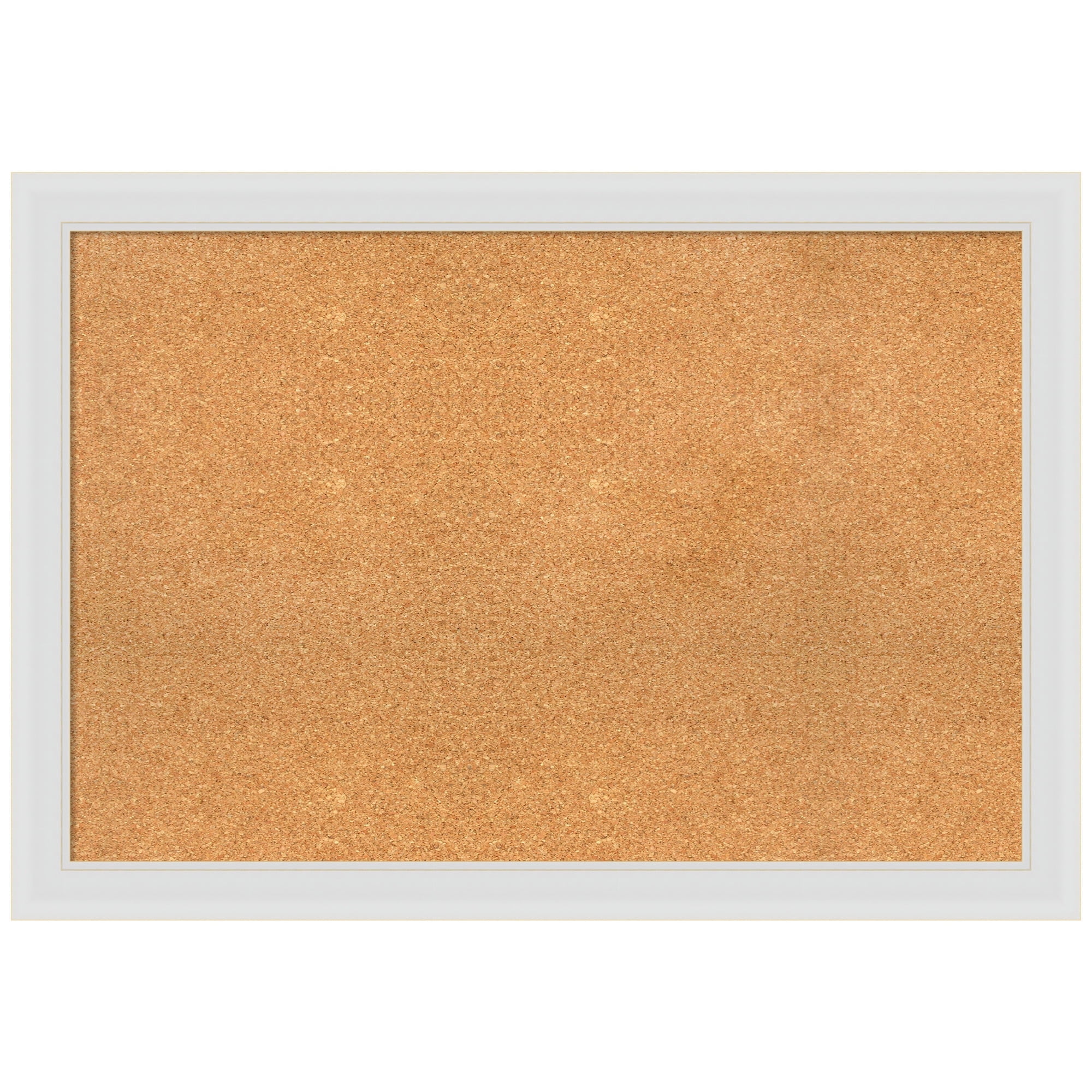 Amanti Art Natural Cork Board Framed Flair Soft White Bulletin Board 40 in. x 28 in.