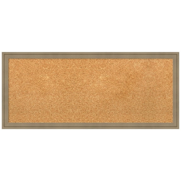 Amanti Art Natural Cork Board Framed Florence Light Brown Bulletin Board 32 in. x 14 in.