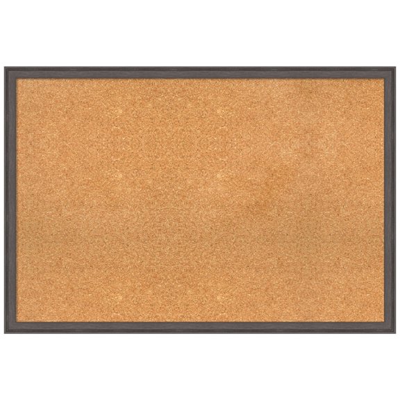 Amanti Art Natural Cork Board Framed Florence Pewter Bulletin Board 38 in. x 26 in.
