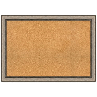 Amanti Art Natural Cork Board Framed Lyla Ornate Silver Bulletin Board 40 in. x 28 in.
