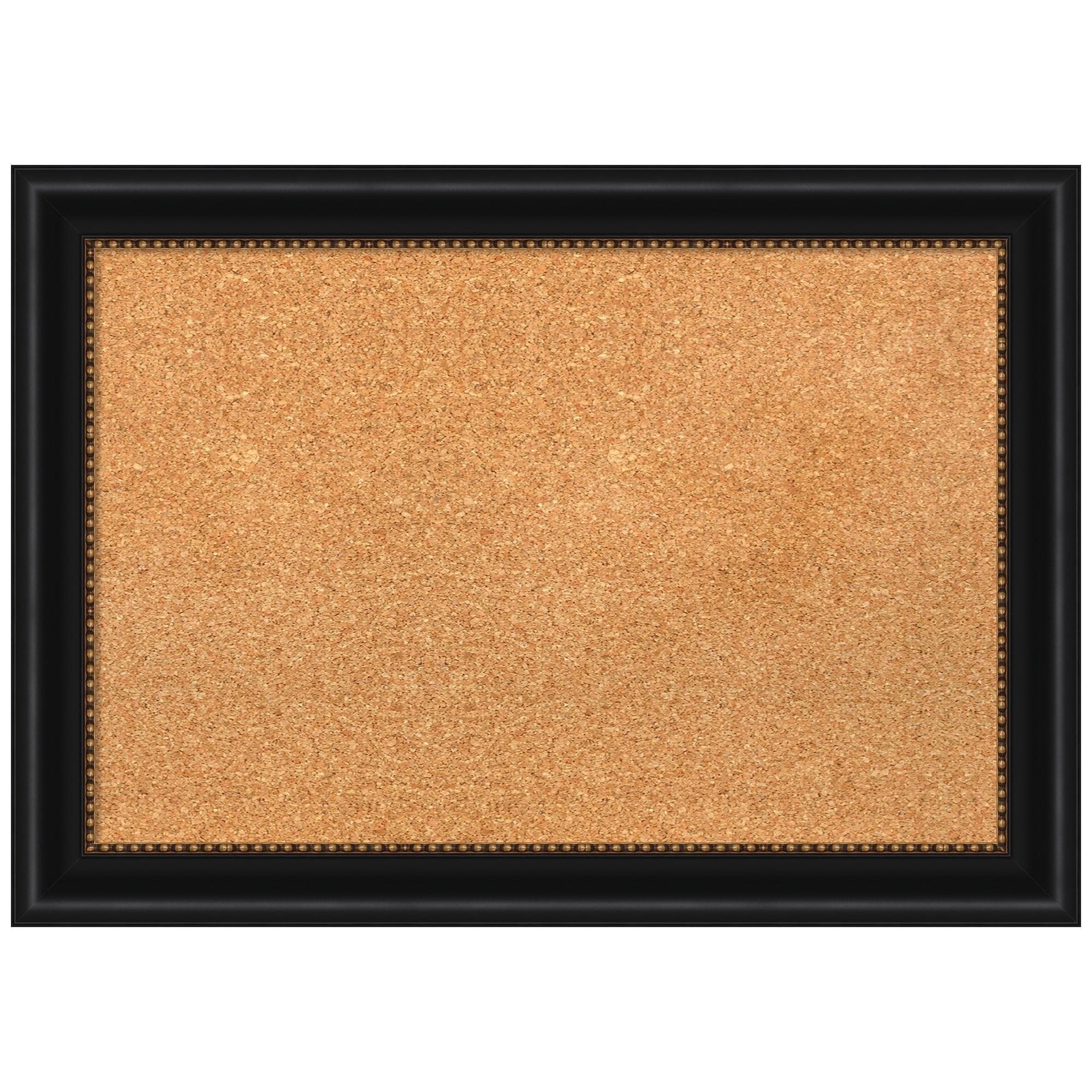 Amanti Art Natural Cork Board Framed Manhattan Black Bulletin Board 28 in. x 20 in.