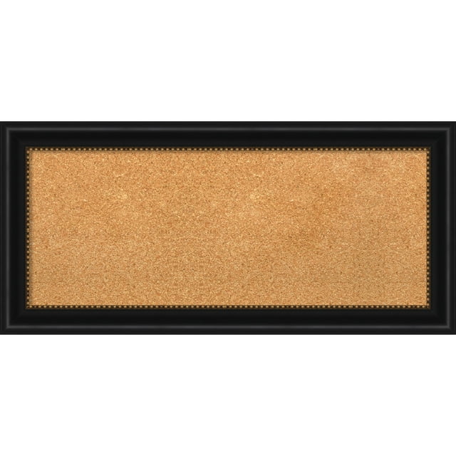 Amanti Art Natural Cork Board Framed Manhattan Black Bulletin Board 34 in. x 16 in.