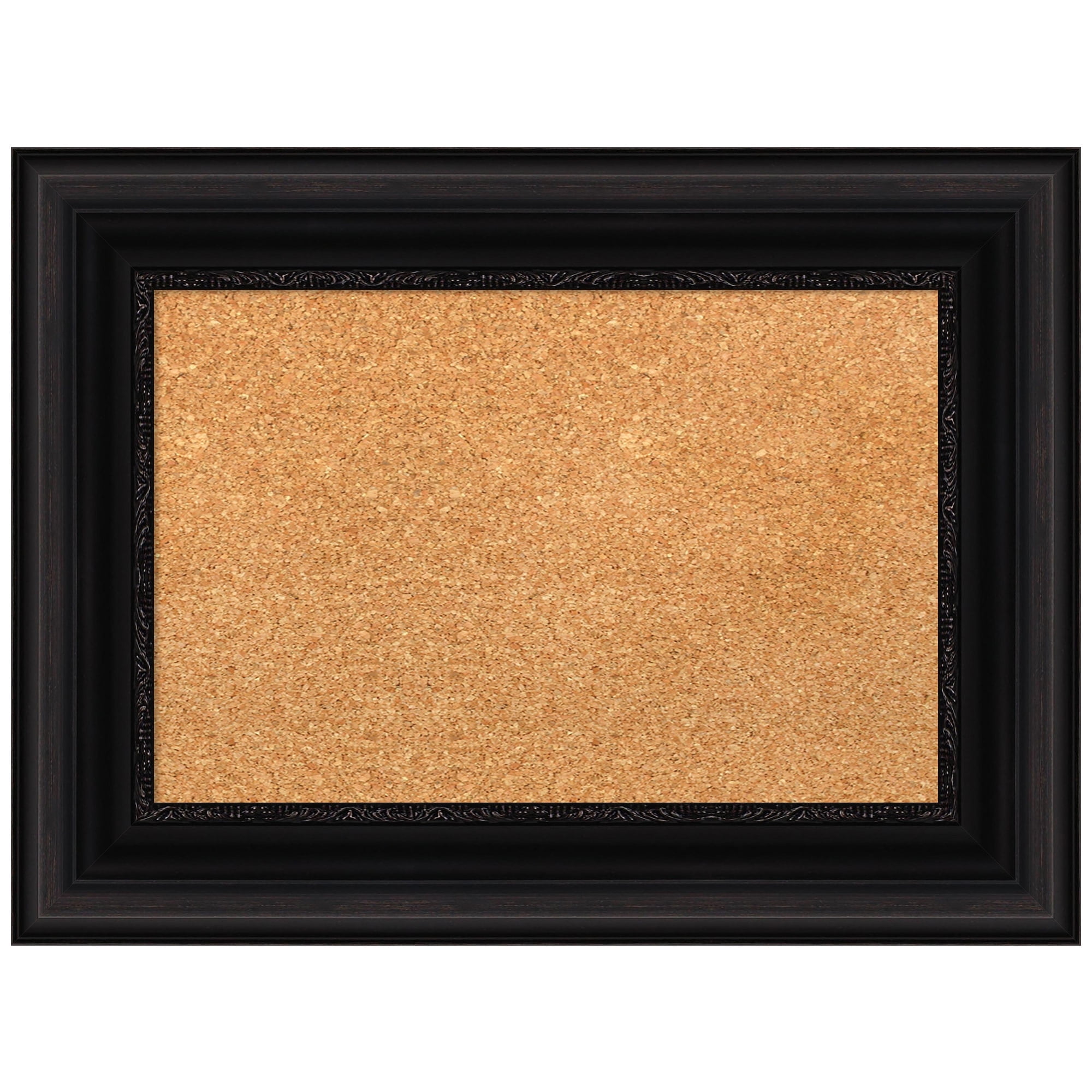 Amanti Art Natural Cork Board Framed Parlor Black Bulletin Board 24 in. x 18 in.