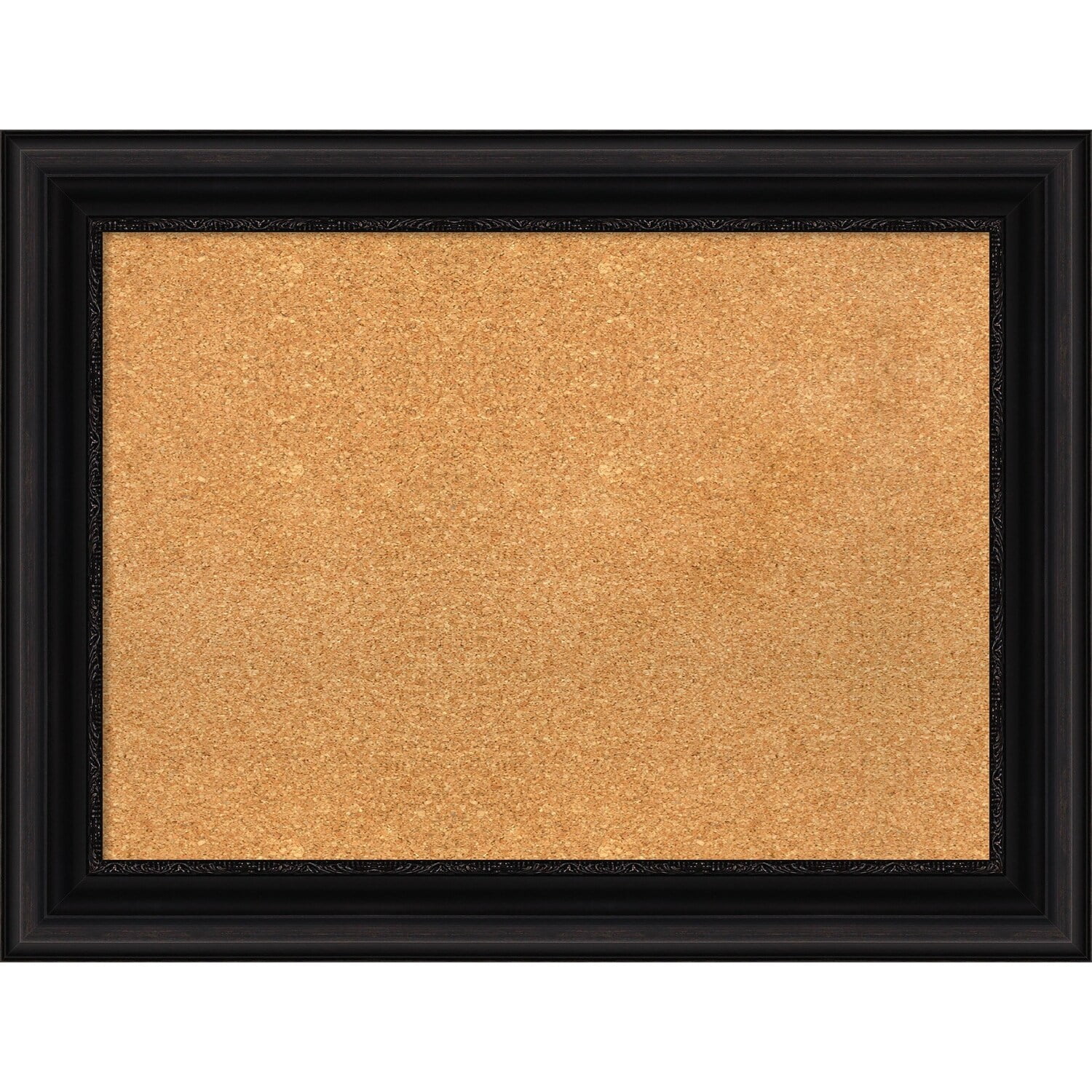 Amanti Art Natural Cork Board Framed Parlor Black Bulletin Board 34 in. x 26 in.