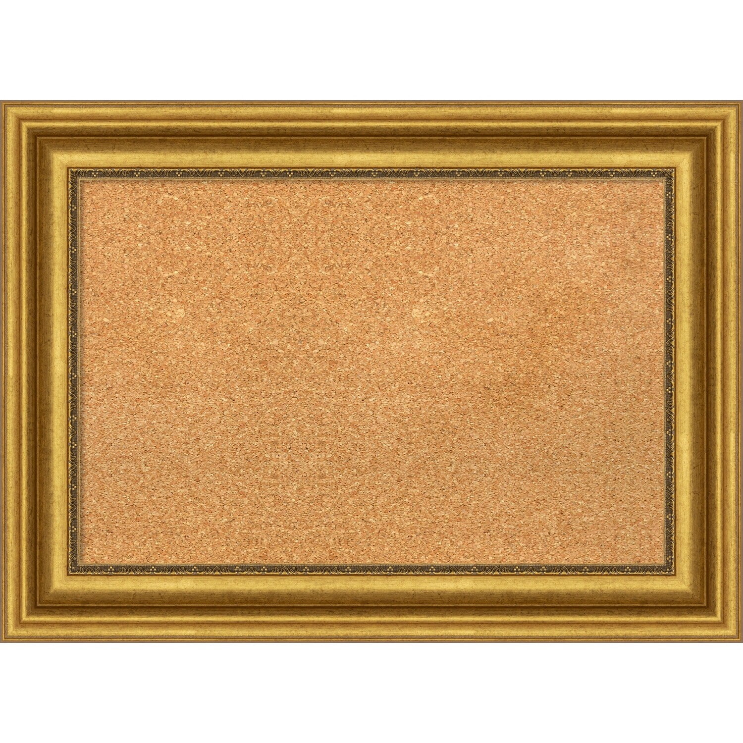 Amanti Art Natural Cork Board Framed Parlor Gold Bulletin Board 30 in. x 22 in.