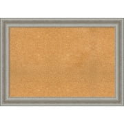 Amanti Art Natural Cork Board Framed Parlor Silver Bulletin Board 42 in. x 30 in.