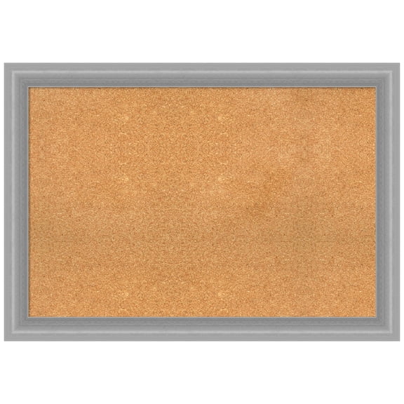 Amanti Art Natural Cork Board Framed Peak Polished Nickel Narrow Bulletin Board 41 in. x 29 in.
