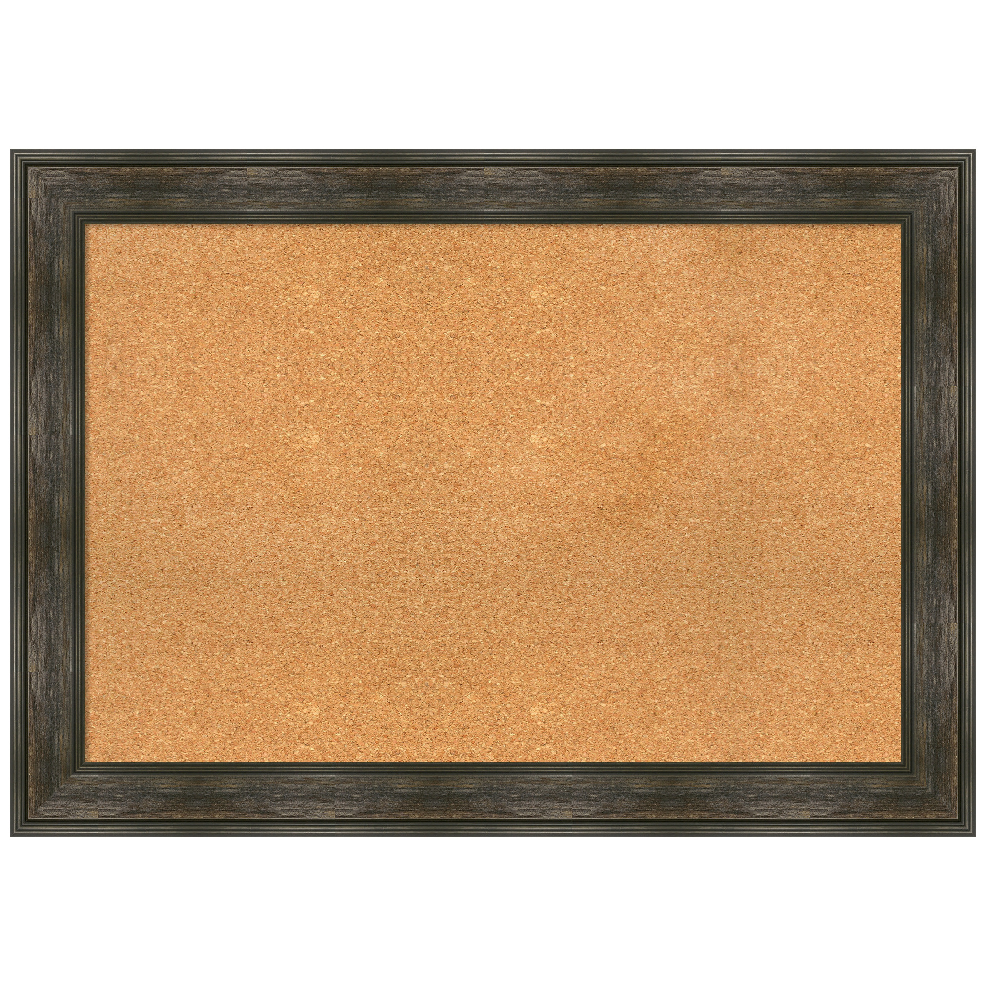 Amanti Art Natural Cork Board Framed Rail Rustic Char Bulletin Board 42 in. x 30 in.