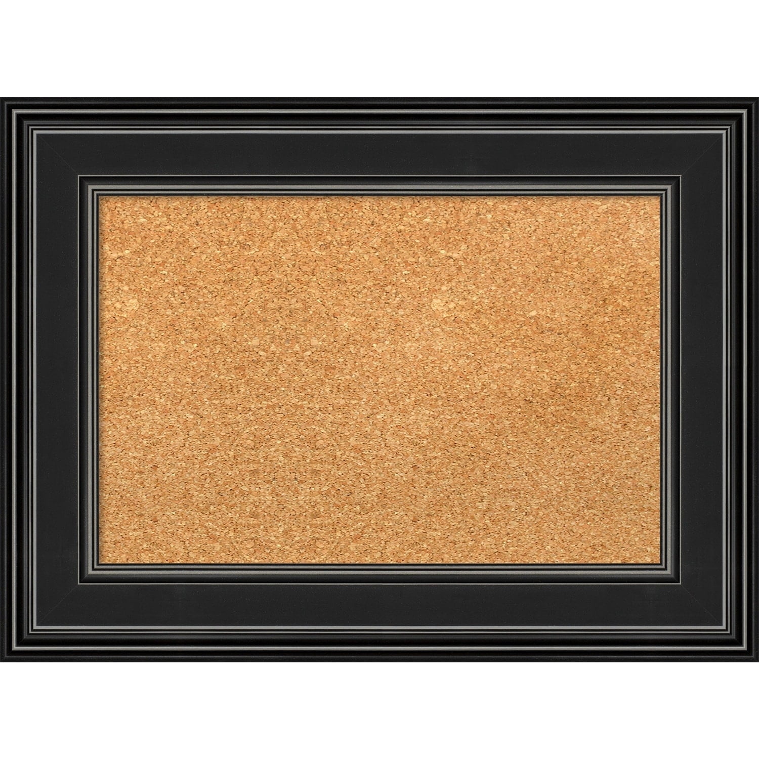 Amanti Art Natural Cork Board Framed Ridge Black Bulletin Board 24 in. x 18 in.