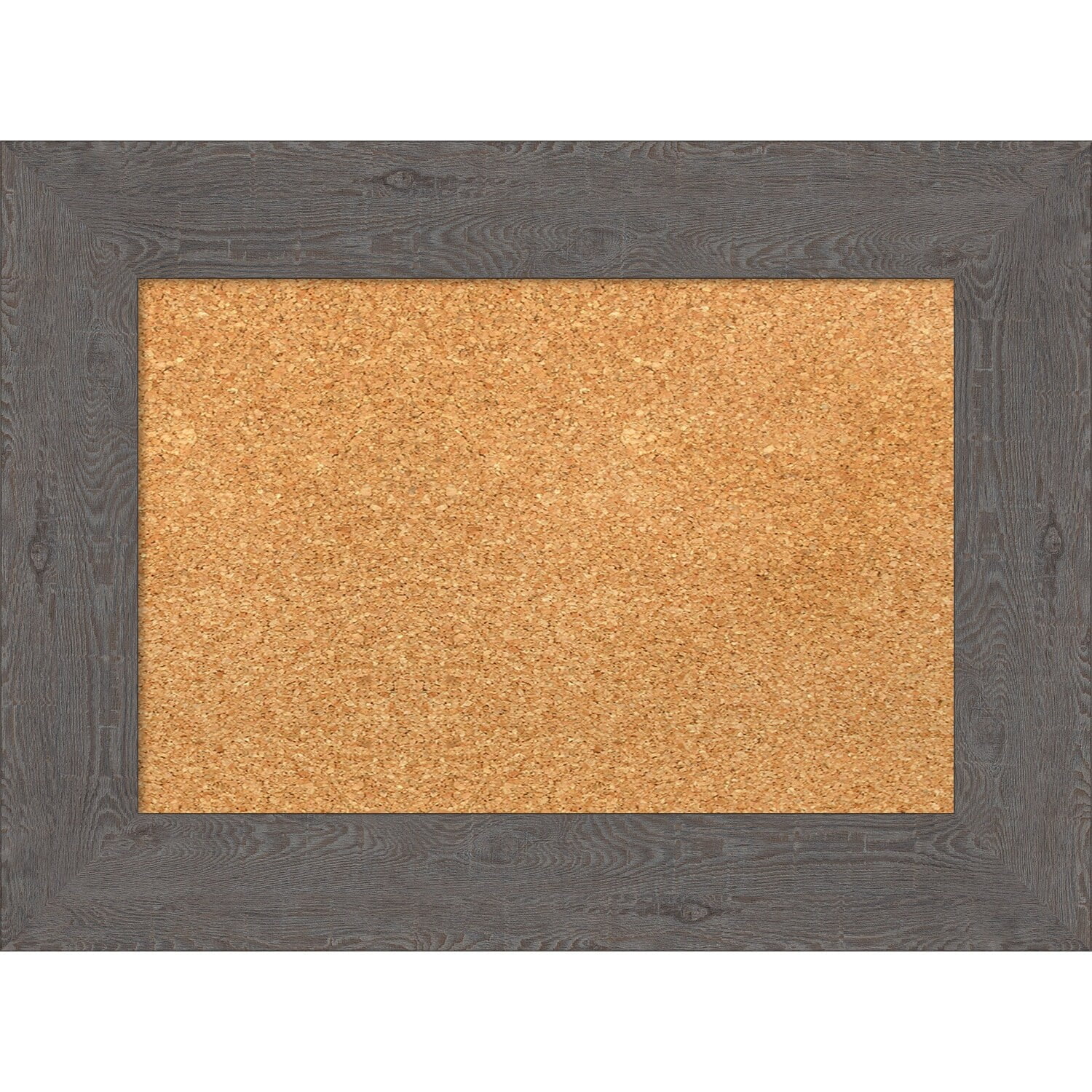Rustic Plank Grey Framed Natural Cork Bulletin Board, 23" x 17"