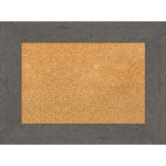 Amanti Art Natural Cork Board Framed Rustic Plank Grey Bulletin Board 23 in. x 17 in.