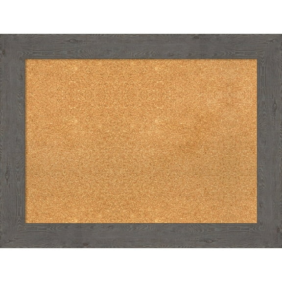 Amanti Art Natural Cork Board Framed Rustic Plank Grey Bulletin Board 33 in. x 25 in.