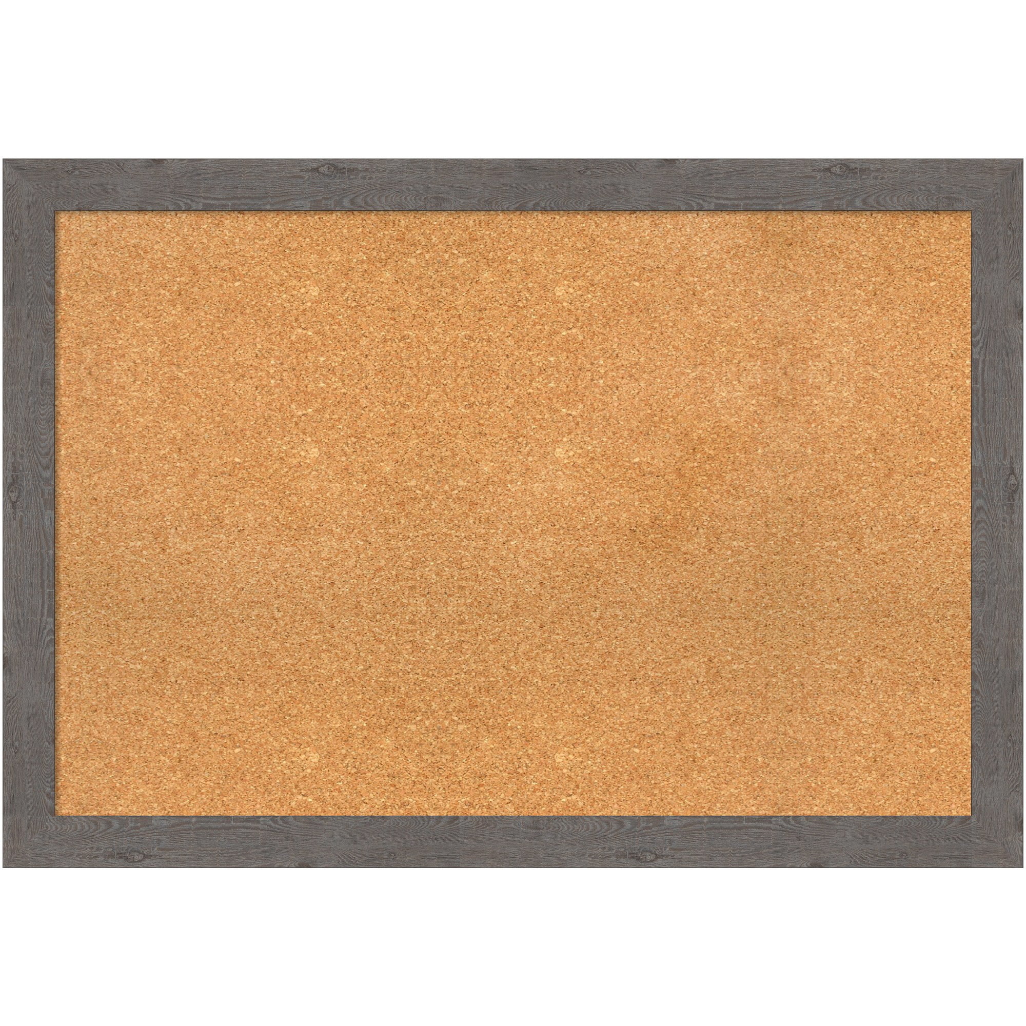 Amanti Art Natural Cork Board Framed Rustic Plank Grey Narrow Bulletin Board 39 in. x 27 in.