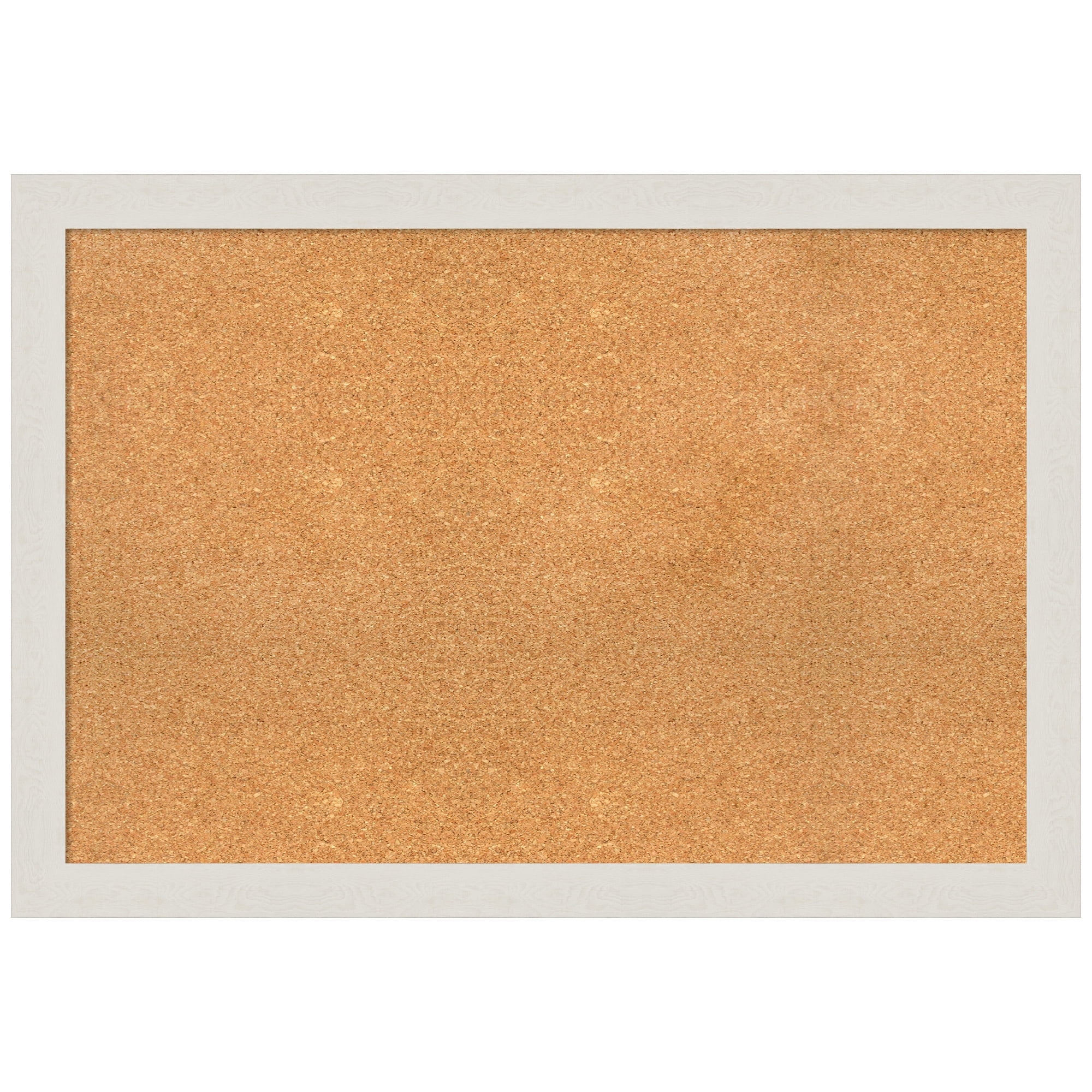 Amanti Art Natural Cork Board Framed Rustic Plank White Narrow Bulletin Board 39 in. x 27 in.