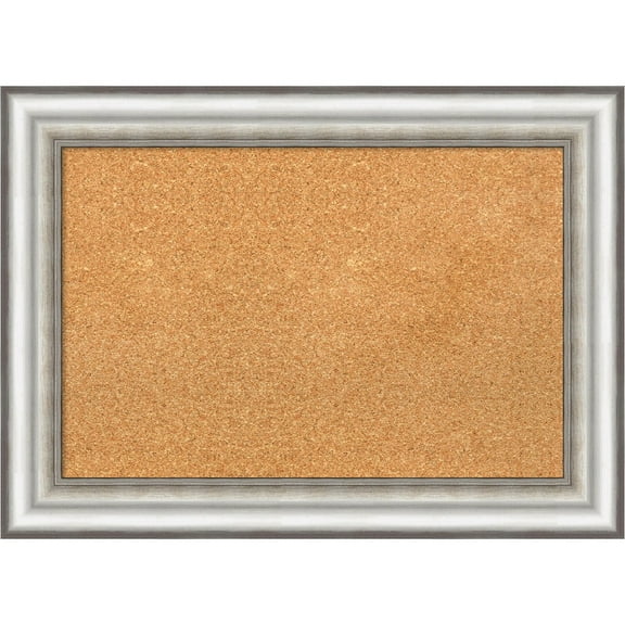 Amanti Art Natural Cork Board Framed Salon Silver Bulletin Board 29 in. x 21 in.