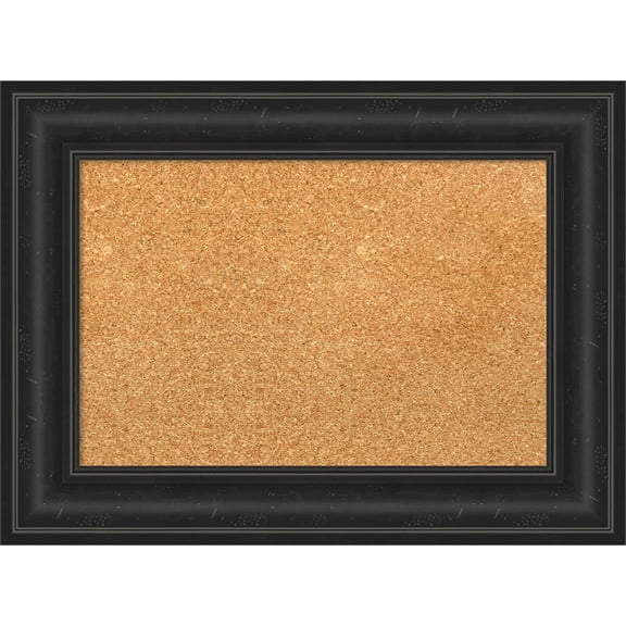 Amanti Art Natural Cork Board Framed Shipwreck Black Bulletin Board 23 in. x 17 in.