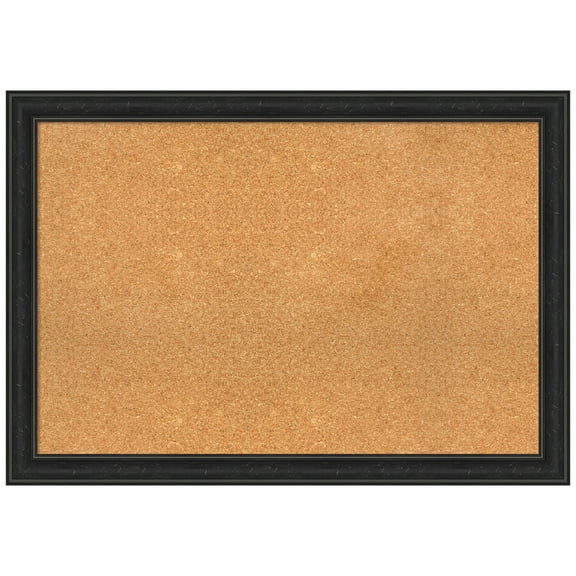 Amanti Art Natural Cork Board Framed Shipwreck Black Narrow Bulletin Board 40 in. x 28 in.