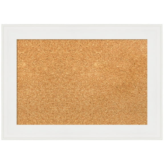 Amanti Art Natural Cork Board Framed Vanity White Narrow Bulletin Board 21 in. x 15 in.