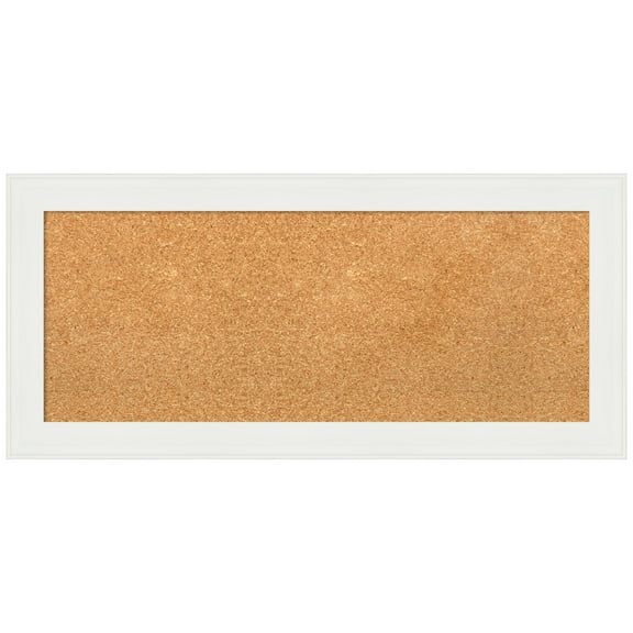 Amanti Art Natural Cork Board Framed Vanity White Narrow Bulletin Board 33 in. x 15 in.