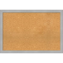 Amanti Art Natural Cork Board Framed Vista Brushed Nickel Narrow Bulletin Board 39 in. x 27 in.