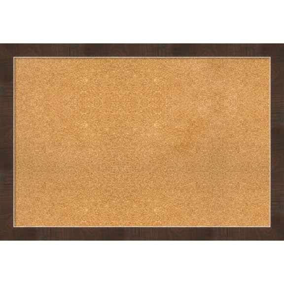 Amanti Art Natural Cork Board Framed Wildwood Brown Narrow Bulletin Board 39 in. x 27 in.