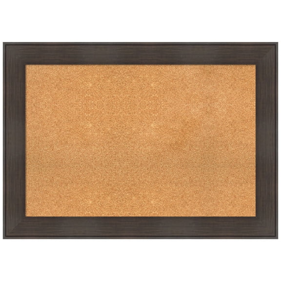 Amanti Art Natural Cork Board Framed William Rustic Woodgrain Bulletin Board 42 in. x 30 in.