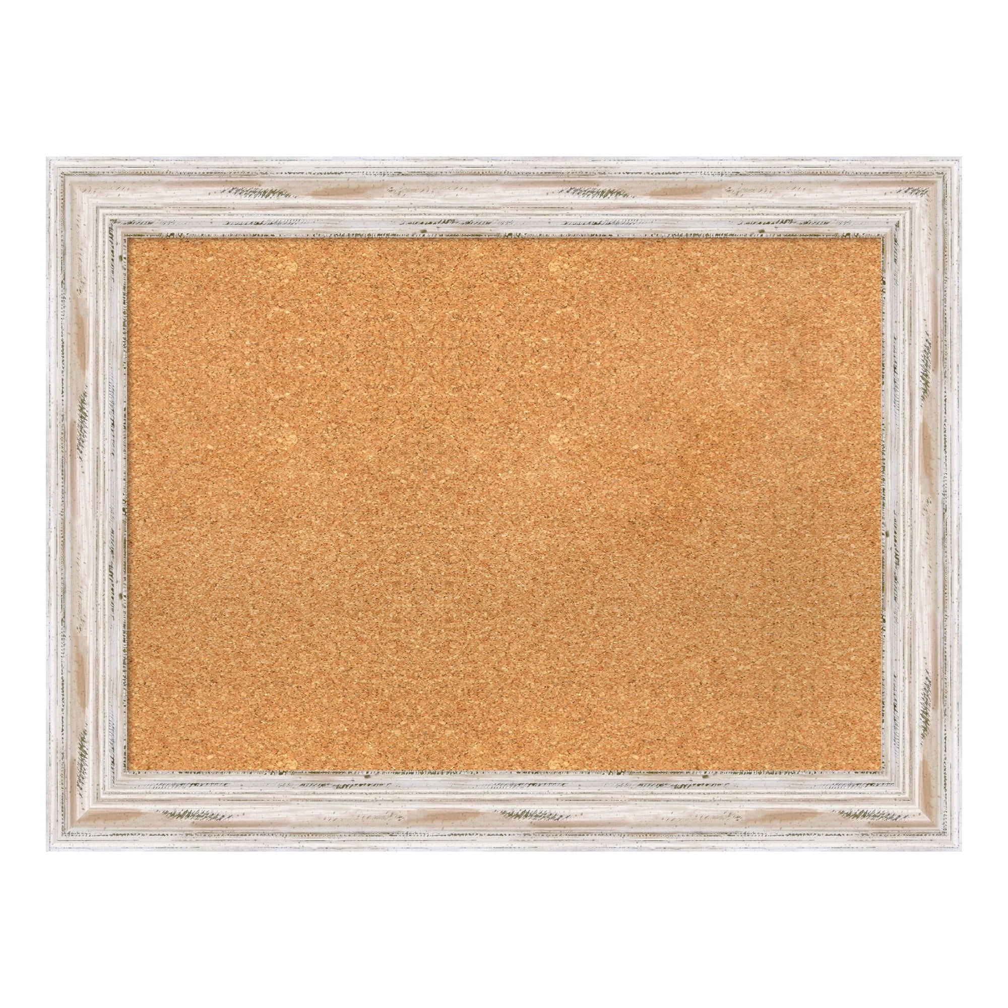 Amanti Art Natural Cork Board Wood Framed Alexandria White Wash Bulletin Board 33 in. x 25 in.