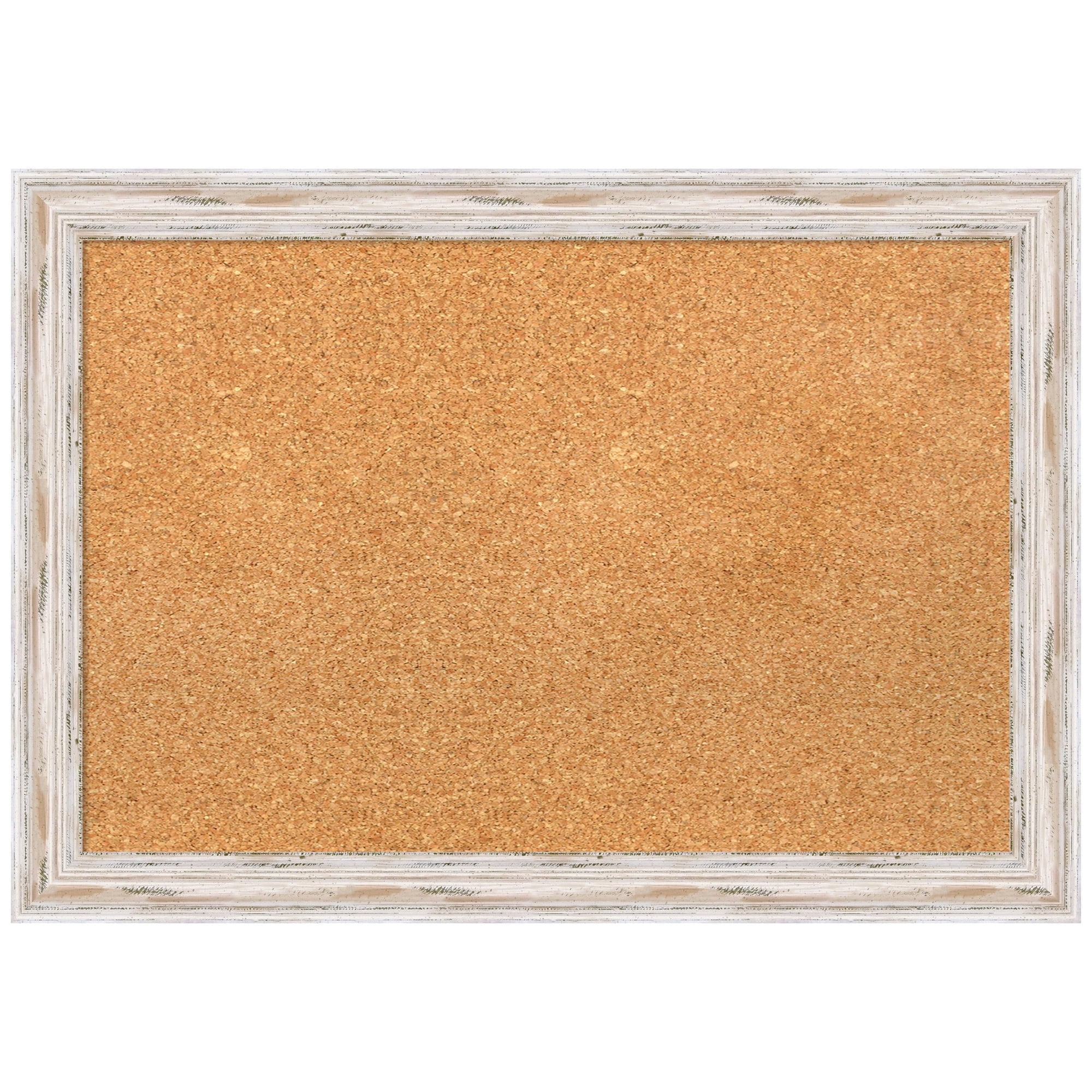 Amanti Art Natural Cork Board Wood Framed Alexandria White Wash Narrow Bulletin Board 27 in. x 19 in.