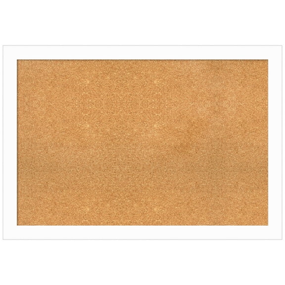 Amanti Art Natural Cork Board Wood Framed Basic White Narrow Bulletin Board 39 in. x 27 in.