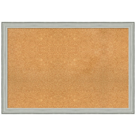 Amanti Art Natural Cork Board Wood Framed Bel Volto Silver Bulletin Board 39 in. x 27 in.