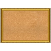 Amanti Art Natural Cork Board Wood Framed Colonial Embossed Gold Bulletin Board 40 in. x 28 in.