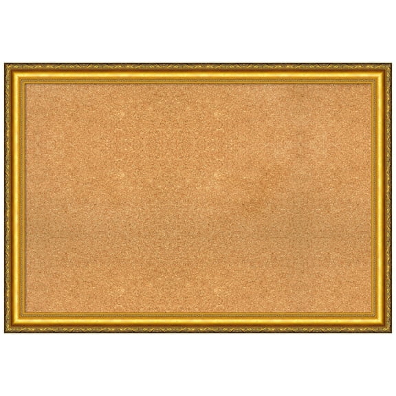 Amanti Art Natural Cork Board Wood Framed Colonial Embossed Gold Bulletin Board 40 in. x 28 in.