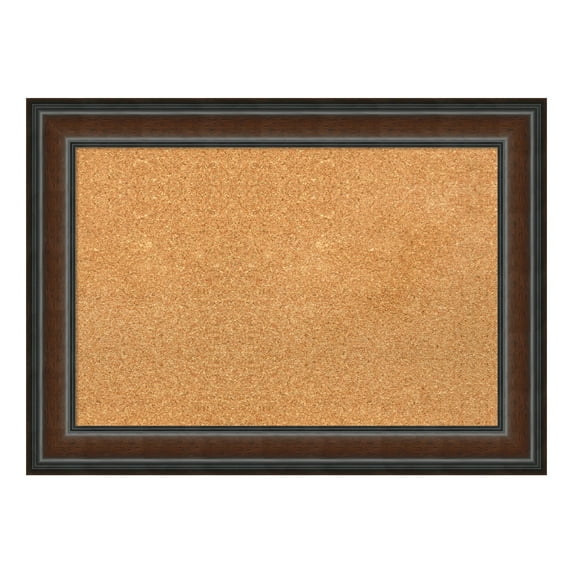 Amanti Art Natural Cork Board Wood Framed Cyprus Walnut Bulletin Board 29 in. x 21 in.