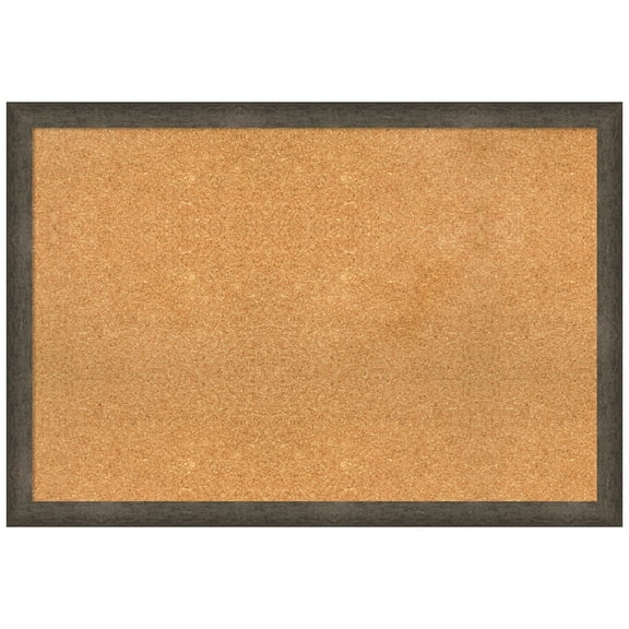 Amanti Art Natural Cork Board Wood Framed Dappled Light Bronze Narrow Bulletin Board 39 in. x 27 in.