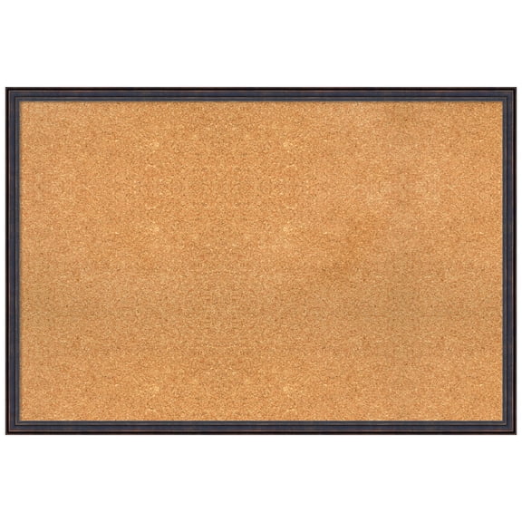 Amanti Art Natural Cork Board Wood Framed Dark Bronze Scoop Bulletin Board 38 in. x 26 in.