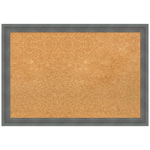 Amanti Art Natural Cork Board Wood Framed Dixie Blue Grey Rustic Bulletin Board 26 in. x 18 in.