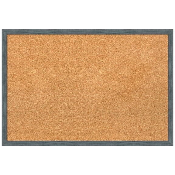 Amanti Art Natural Cork Board Wood Framed Dixie Blue Grey Rustic Narrow Bulletin Board 25 in. x 17 in.