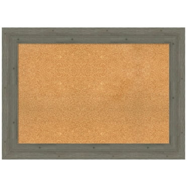 Amanti Art Natural Cork Board Wood Framed Fencepost Grey Bulletin Board 43 in. x 31 in.
