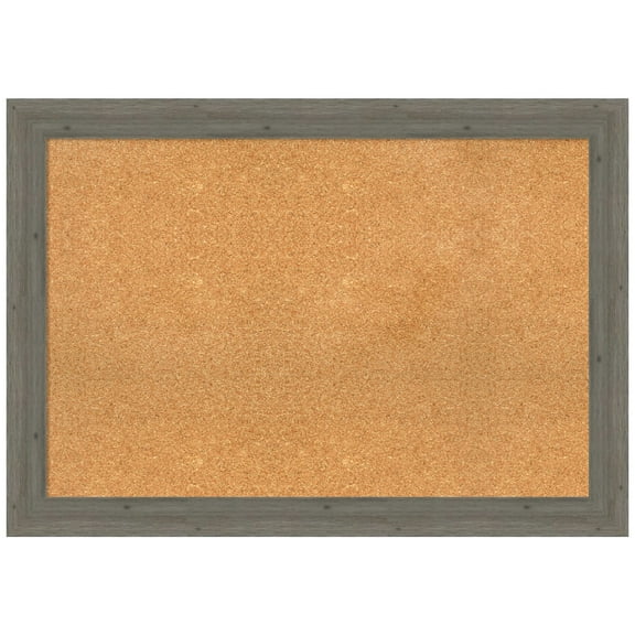 Amanti Art Natural Cork Board Wood Framed Fencepost Grey Narrow Bulletin Board 41 in. x 29 in.