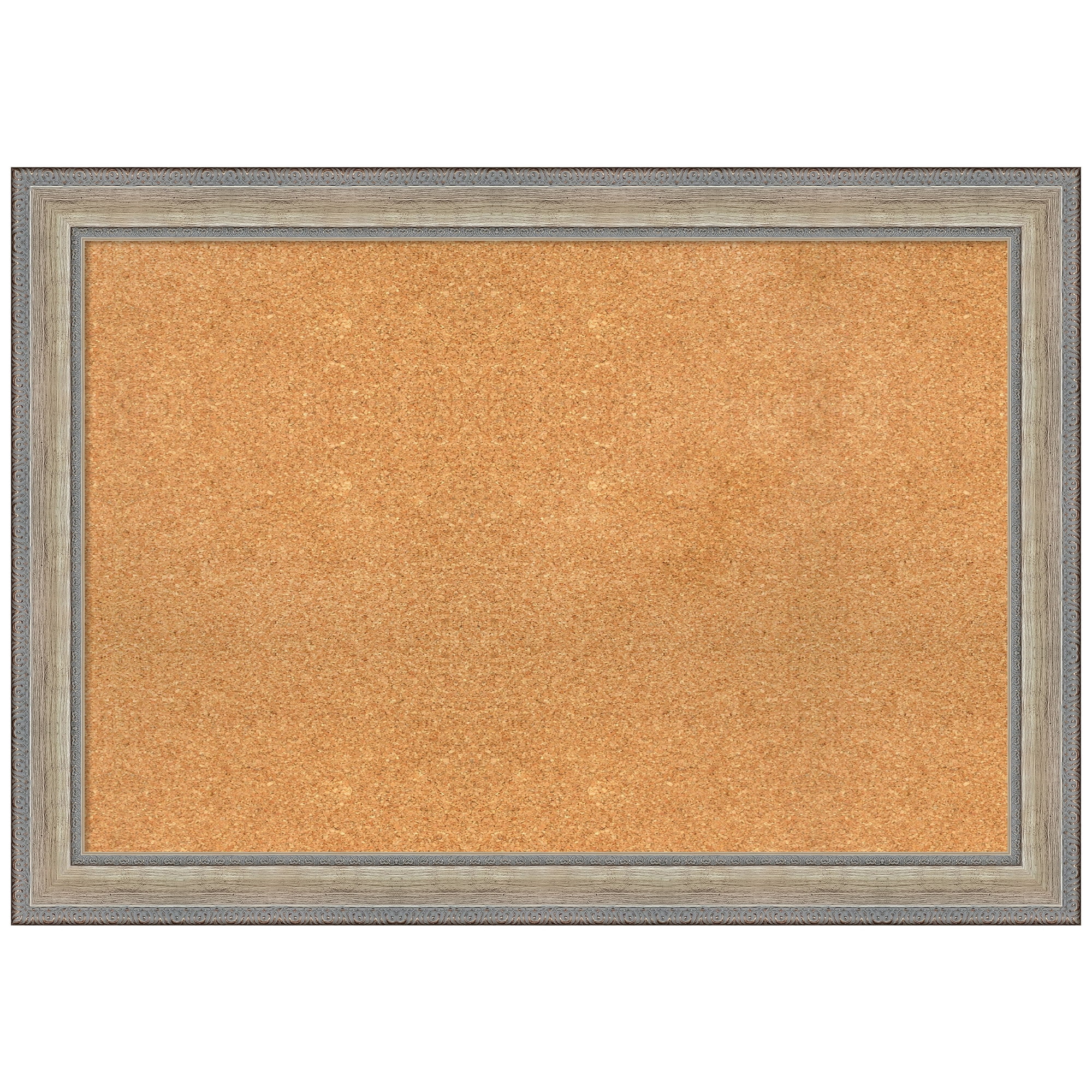 Amanti Art Natural Cork Board Wood Framed Fleur Champagne Silver Bulletin Board 41 in. x 29 in.
