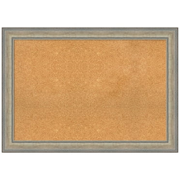 Amanti Art Natural Cork Board Wood Framed Fleur Champagne Silver Bulletin Board 41 in. x 29 in.