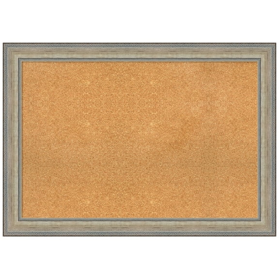 Amanti Art Natural Cork Board Wood Framed Fleur Champagne Silver Bulletin Board 41 in. x 29 in.