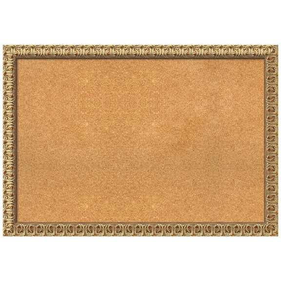 Amanti Art Natural Cork Board Wood Framed Florentine Gold Bulletin Board 39 in. x 27 in.