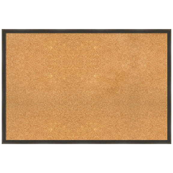 Amanti Art Natural Cork Board Wood Framed Hardwood Wedge Chocolate Bulletin Board 37 in. x 25 in.