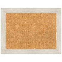 Amanti Art Natural Cork Board Wood Framed Hardwood White Wash Bulletin Board 33 in. x 25 in.