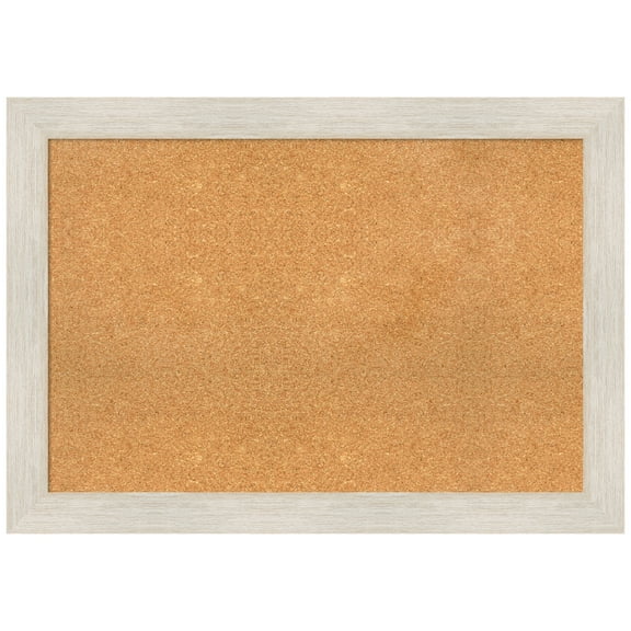 Amanti Art Natural Cork Board Wood Framed Hardwood White Wash Bulletin Board 41 in. x 29 in.
