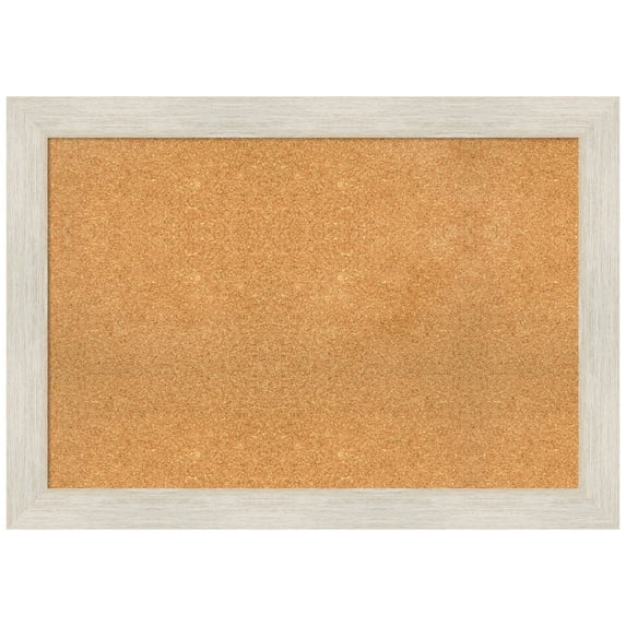 Amanti Art Natural Cork Board Wood Framed Hardwood White Wash Bulletin Board 41 in. x 29 in.