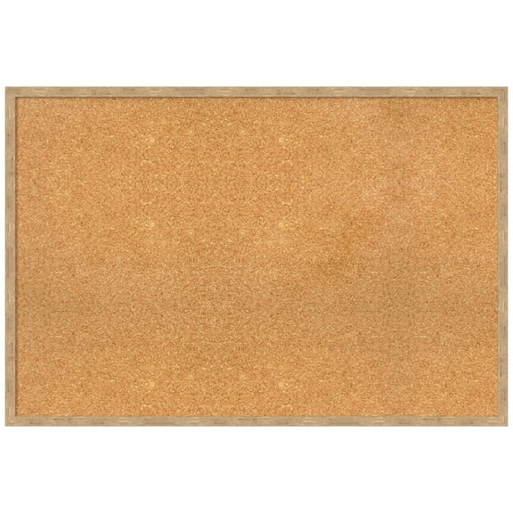 Amanti Art Natural Cork Board Wood Framed Imprint Light Bronze Bulletin Board 37 in. x 25 in.