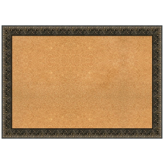 Amanti Art Natural Cork Board Wood Framed Intaglio Embossed Black Bulletin Board 41 in. x 29 in.